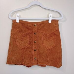 Vintage H&M Genuine Suede Leather A-Line Mini Skirt Brown-Rust Size 6 **EUC**
